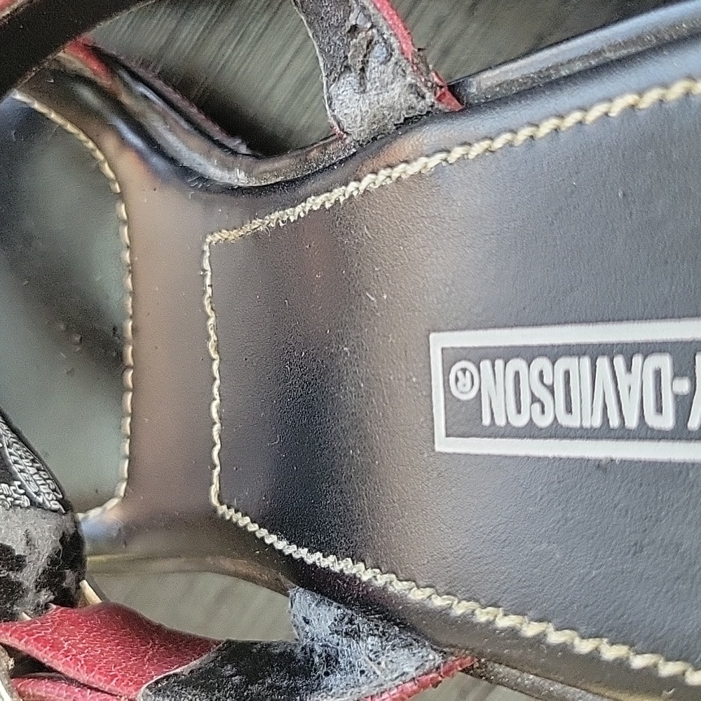 Harley-Davidson Wedge Sandals, Black/Burgandy, 7.5, Vintage - Picture 11 of 13